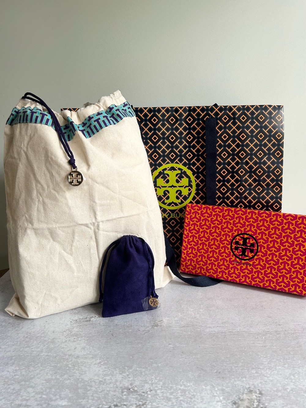 TORY BURCH Dust Bags, Box & Shopper Tote Bundle